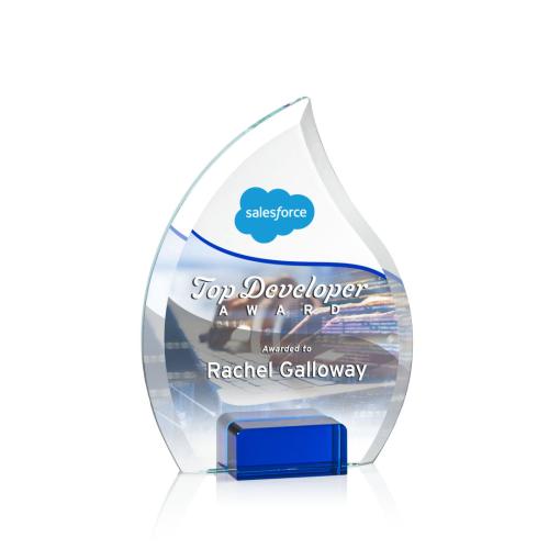 Awards and Trophies - Romy Full Color Blue Flame Crystal Award