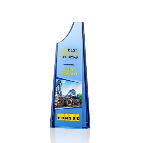Awards and Trophies - Middleton Full Color Sky Blue Towers Crystal Award