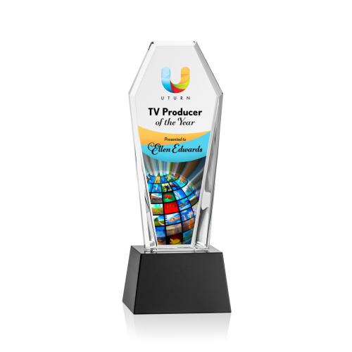 Awards and Trophies - Romford Full Color Black on Base Towers Crystal Award