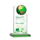 Arden  Full Color Green/Gold Globe Crystal Award