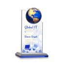 Arden Full Color Blue/Gold Globe Crystal Award