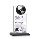 Arden Full Color Black/Silver Globe Crystal Award