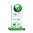Arden Full Color  Green/Silver Globe Crystal Award
