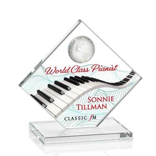 Awards and Trophies - Ferrand Full Color Clear Globe Crystal Award