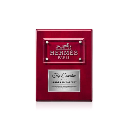 Awards and Trophies - Plaque Awards - Gossamer Plaque - Rosewood/Silver