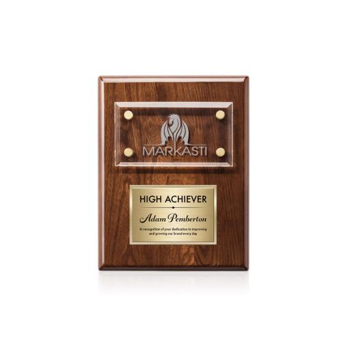 Awards and Trophies - Plaque Awards - Gossamer Plaque - Walnut/Gold