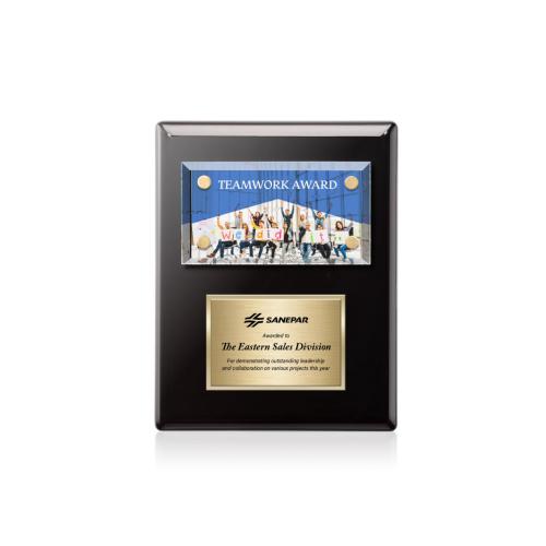 Awards and Trophies - Plaque Awards - Gossamer Full Color Plaque - Black/Gold