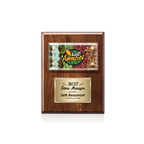 Awards and Trophies - Plaque Awards - Gossamer Full Color Plaque - Walnut/Gold
