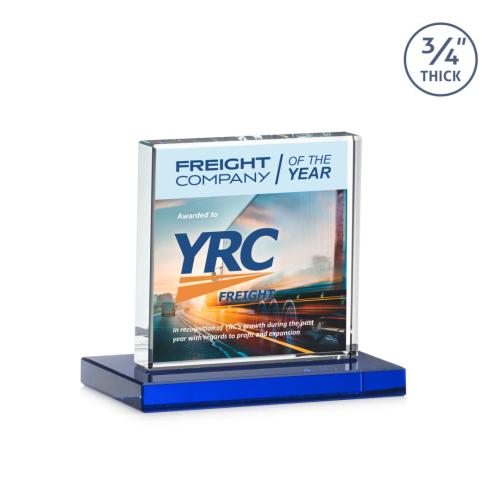 Awards and Trophies - Terra Full Color Blue Square / Cube Crystal Award