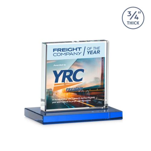 Awards and Trophies - Terra Full Color Sky Blue Square / Cube Crystal Award