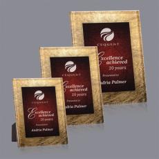 Employee Gifts - Hereford Gold/Burgundy Rectangle Acrylic Award