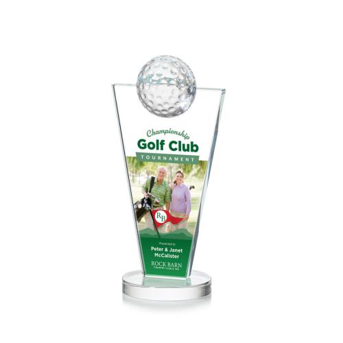 Awards and Trophies - Slough Golf Full Color Clear Globe Crystal Award