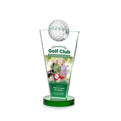 Awards and Trophies - Slough Golf Full Color Green Globe Crystal Award
