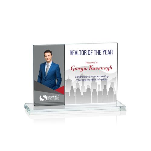 Awards and Trophies - Composite Horizontal Full Color Grey Rectangle Crystal Award