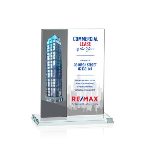Awards and Trophies - Composite Vertical Full Color Grey Rectangle Crystal Award