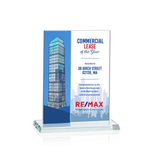 Awards and Trophies - Composite Vertical Full Color Blue Rectangle Crystal Award