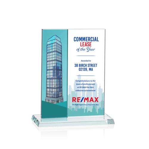 Awards and Trophies - Composite Vertical Full Color Teal Rectangle Crystal Award