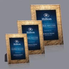 Employee Gifts - Hereford Gold/Blue Rectangle Acrylic Award