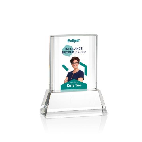 Awards and Trophies - Merit Full Color Clear on Base Rectangle Crystal Award