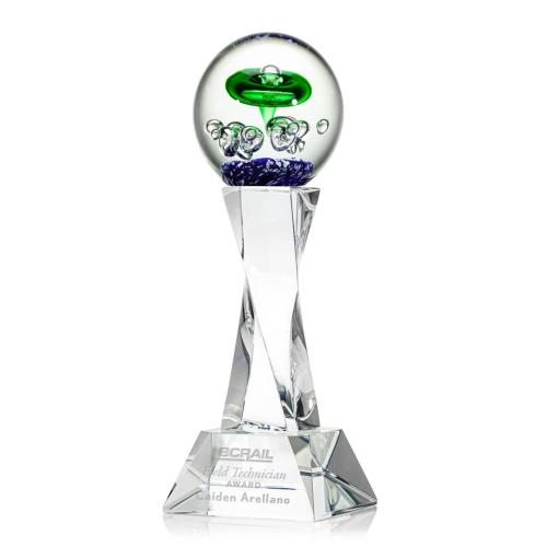 Awards and Trophies - Crystal Awards - Glass Awards - Art Glass Awards - Aquarius Clear on Langport Base Towers Glass Award
