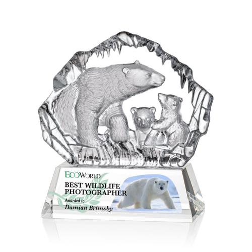Awards and Trophies - Ottavia Polar Bears Full Color Animals Crystal Award