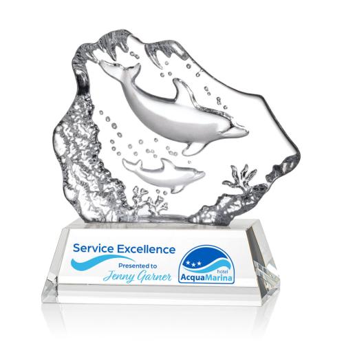 Awards and Trophies - Ottavia 2 Dolphins Full Color Animals Crystal Award