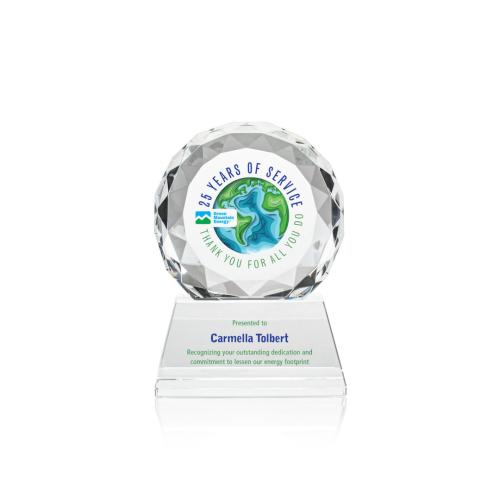 Awards and Trophies - Seville Full Color Clear on Base Circle Crystal Award