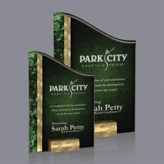 Employee Gifts - Ventura Gold/Green Peaks Acrylic Award