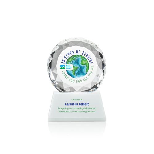 Awards and Trophies - Seville Full Color White on Base Circle Crystal Award