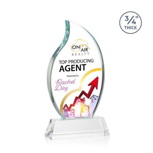 Awards and Trophies - Croydon Full Color Starfire on Newhaven Flame Crystal Award