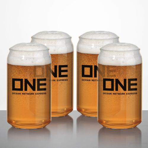 Corporate Gifts - Barware - Pilsners & Steins - Poolside Acrylic Can Beer Glass - 16oz (Set of 4)