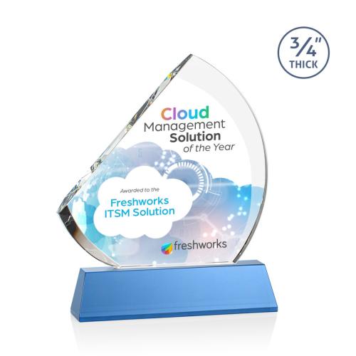 Awards and Trophies - Nantucket Full Color Sky Blue on Newhaven Peaks Crystal Award