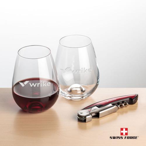 Corporate Gifts - Barware - Gift Sets - Swiss Force® Opener & 2 Edderton Stemless