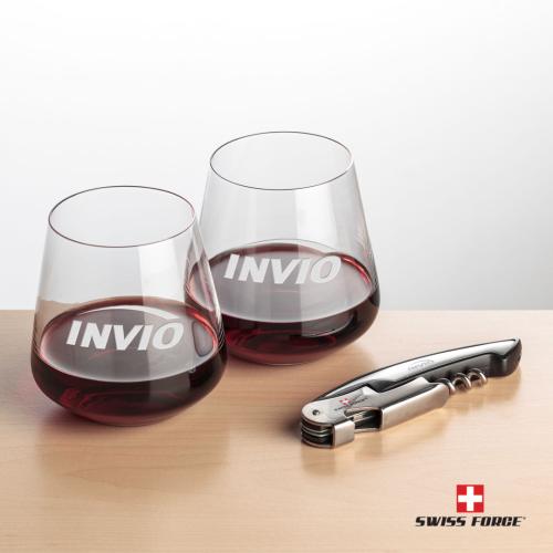 Corporate Gifts - Barware - Gift Sets - Swiss Force® Opener & 2 Breckland Stemless
