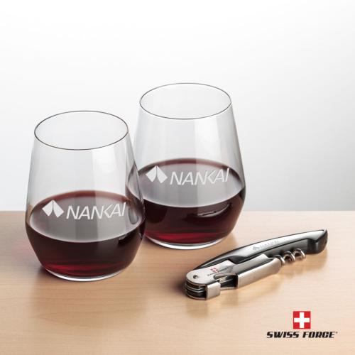 Corporate Gifts - Barware - Gift Sets - Swiss Force® Opener & 2 Germain Stemless