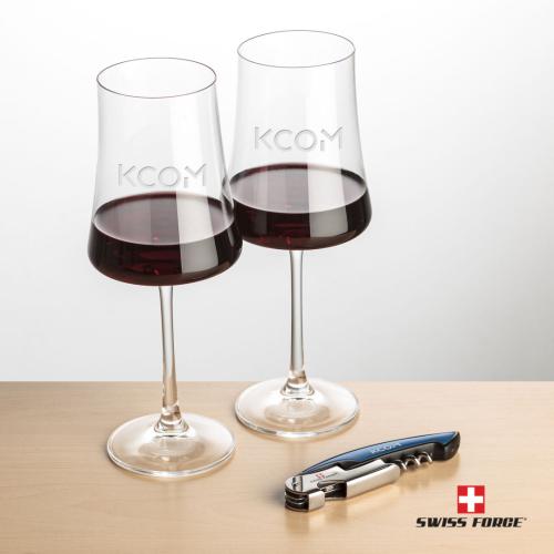 Corporate Gifts - Barware - Gift Sets - Swiss Force® Opener & 2 Dakota Wine