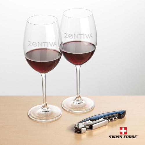 Corporate Gifts - Barware - Gift Sets - Swiss Force® Opener & 2 Coleford Wine