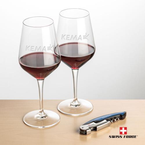 Corporate Gifts - Barware - Gift Sets - Swiss Force® Opener & 2 Germain Wine