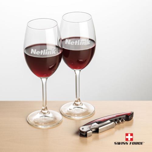 Corporate Gifts - Barware - Gift Sets - Swiss Force® Opener & 2 Naples Wine