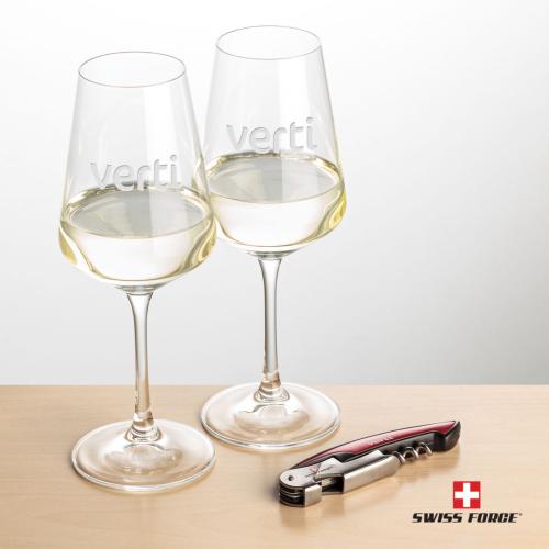 Corporate Gifts - Barware - Gift Sets - Swiss Force® Opener & 2 Cannes Wine