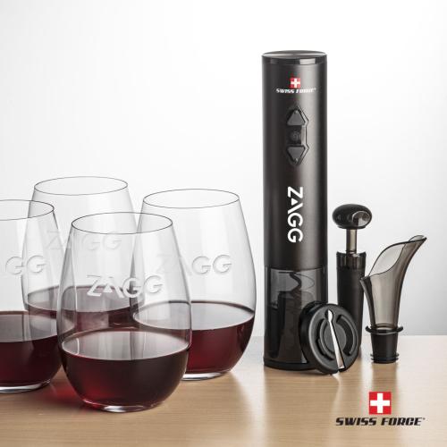 Corporate Gifts - Barware - Gift Sets - Swiss Force® Opener Set & Laurent Stemless Wine