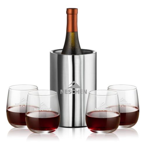 Corporate Gifts - Barware - Gift Sets - Jacobs Wine Cooler & Crestview Stemless Wine