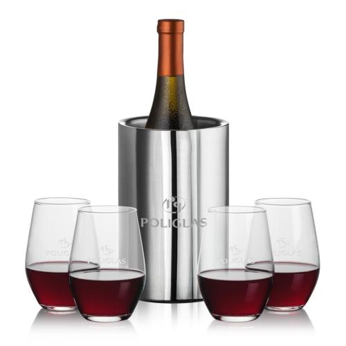 Corporate Gifts - Barware - Gift Sets - Jacobs Wine Cooler & Vale Stemless Wine