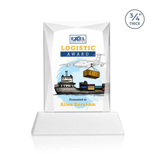 Awards and Trophies - Messina on Newhaven Full Color White Rectangle Crystal Award