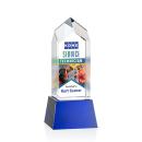 Clarington Full Color Blue on Base Towers Crystal Award
