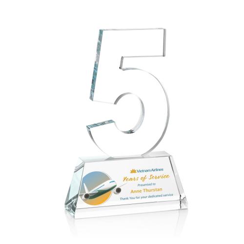 Awards and Trophies - Milestone Optical Full Color Clear Number Crystal Award