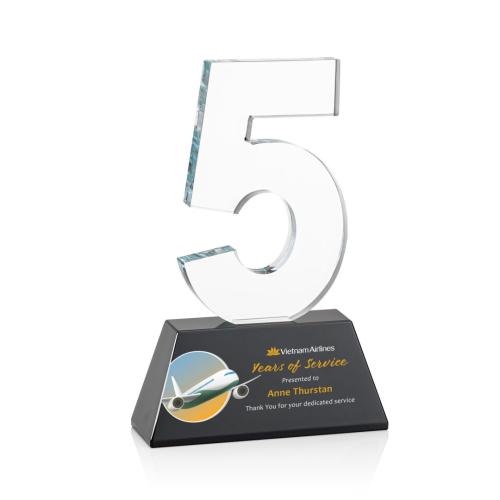 Awards and Trophies - Milestone Optical Full Color Black Number Crystal Award