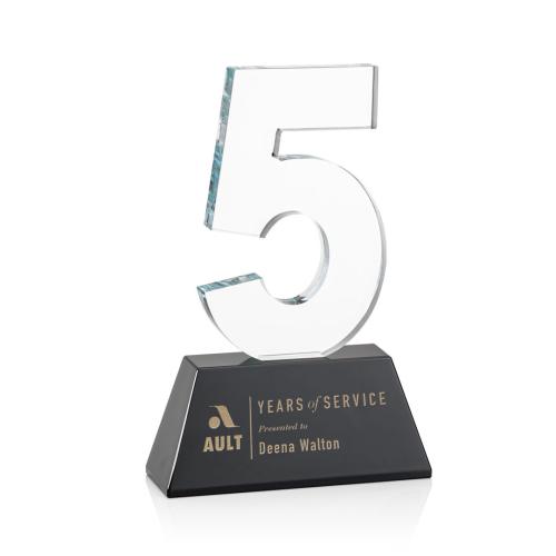 Awards and Trophies - Milestone Optical Black Number Crystal Award