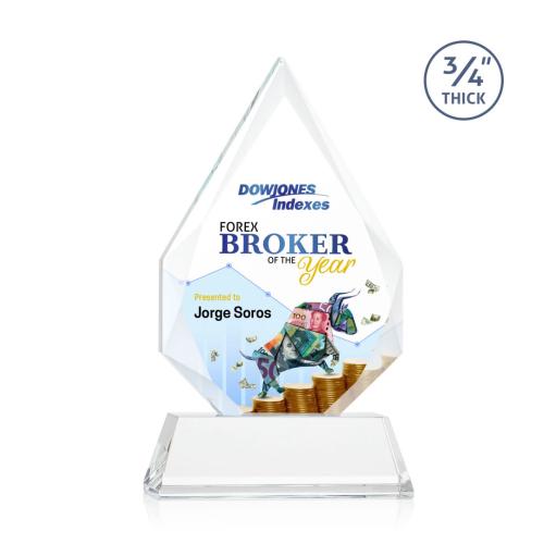 Awards and Trophies - Hawthorne Full Color Clear on Newhaven Polygon Crystal Award