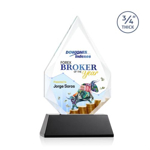 Awards and Trophies - Hawthorne Full Color Blackon Newhaven Polygon Crystal Award